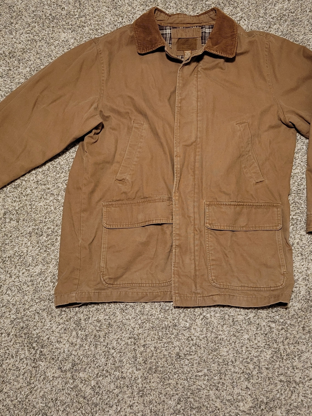 Faded Glory Tan Canvas Field Jacket with Corduroy Collar